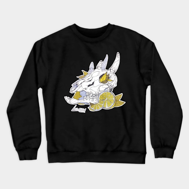 MorbidiTea - Lemon with Four Horned Antelope Skull Crewneck Sweatshirt by MicaelaDawn